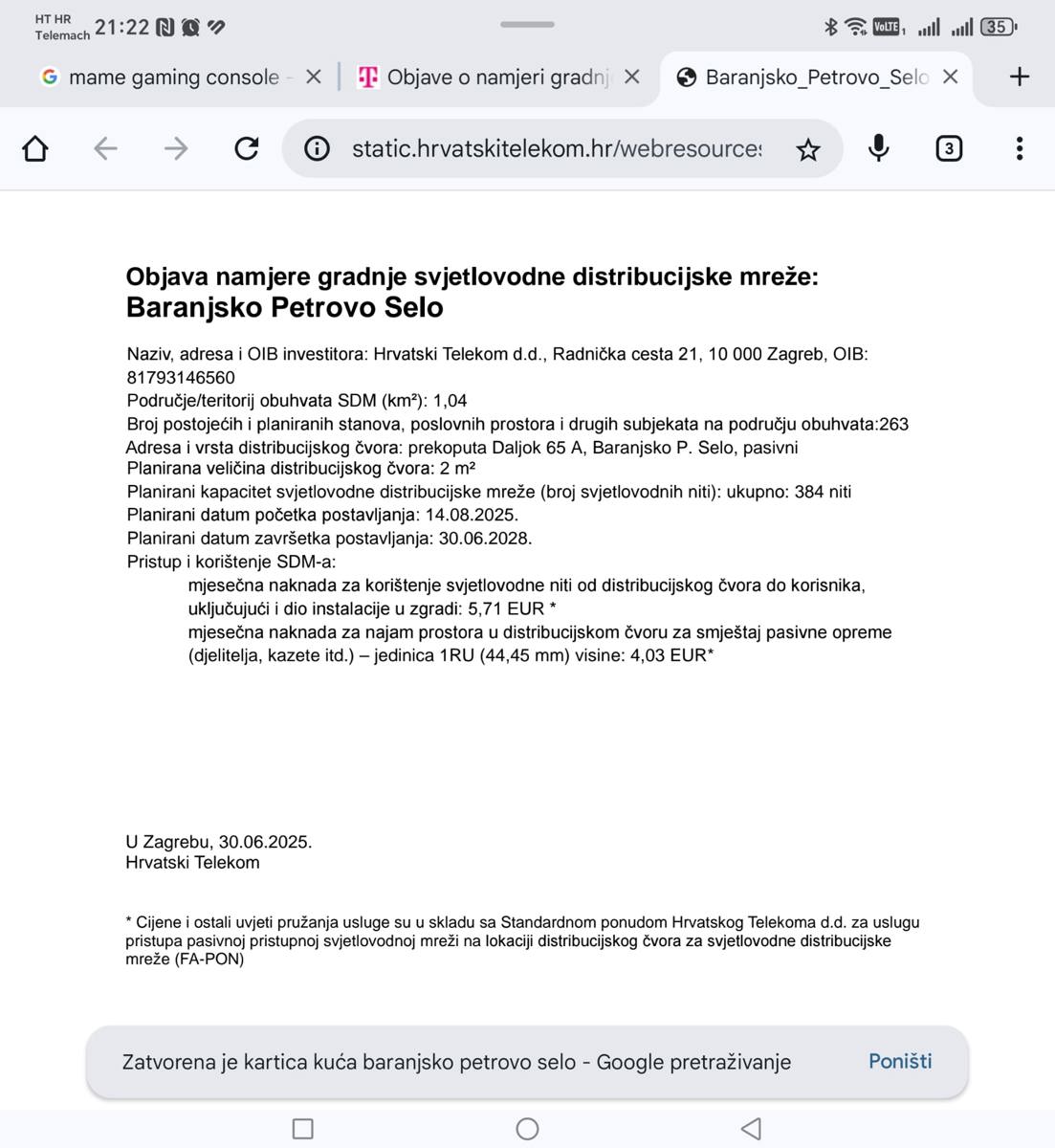 Peticija: Hitna izgradnja optičke mreže zračnim putem u Baranjskom Petrovom Selu